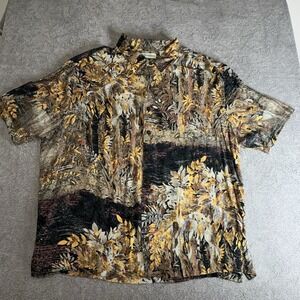 Caribbean Men's Size 3XT Tall Tropical Leaf Print Hawaiian Shirt